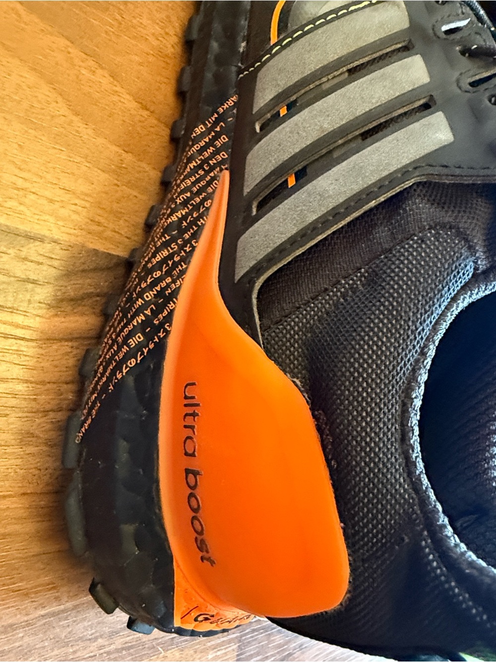 adidas Black Sneakers with Orange Trim and Neon Green Insole - Picture 8 of 11